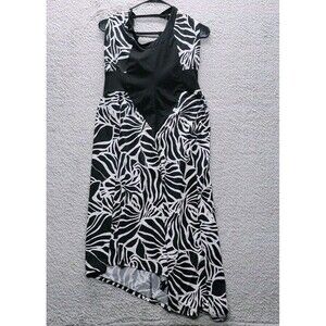 ​K. Jordan Black & White Halter Dress Size 4 Asymmetrical Hem Animal Print